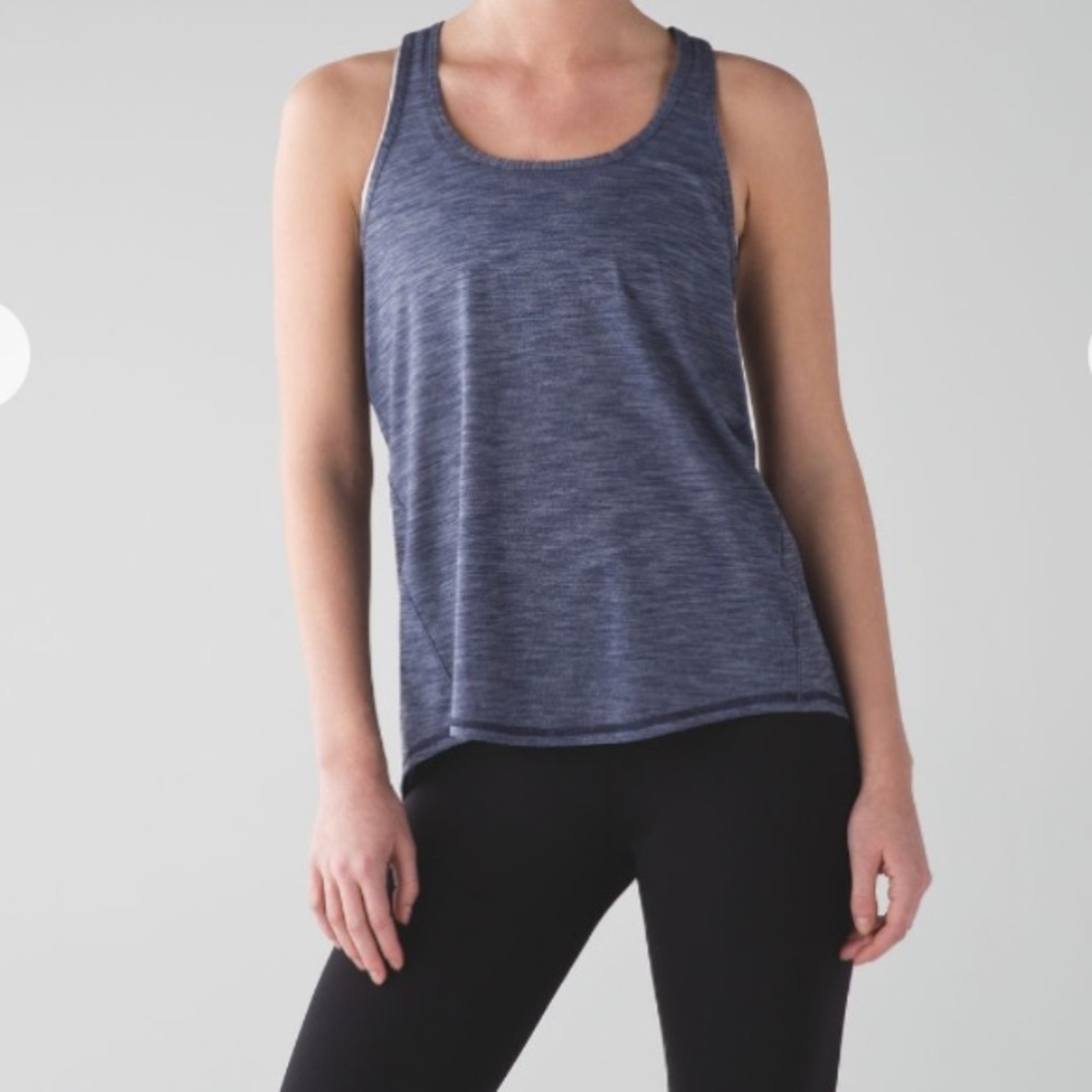Lululemon Salute The Sun Tank Top Split Back Tie Racerback Size 8 Blue